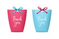 Vector 3d Realistic Pink and Blue n Paper Gift Bag, Box for Birthday or Party with Silk Bow, Ribbon. Carry Bag for Royalty Free Stock Photo