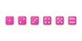 Vector 3d Realistic Pink Game Dice Icon Set Closeup Isolated. Game Cubes for Gambling, Casino Dices From One to Six Dots Royalty Free Stock Photo