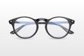 Vector 3d Realistic Plastic Round Black Rimmed Eye Glasses Icon Closeup Isolated on White Background. Women, Men, Unisex