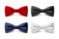 Vector 3D Realistic Red, Black, Blue, White Bow Tie Set Isolated. Silk Glossy Bowtie, Tie Gentleman. Mockup, Design Royalty Free Stock Photo