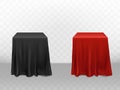 Vector 3d realistic red, black silk tablecloth