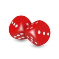 Vector 3d Realistic Red Game Dice with White Dots Set Closeup Isolated on White Background. Game Cubes Couple for Royalty Free Stock Photo