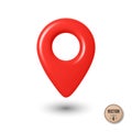 Vector 3d Realistic Red Map Pin Icon. Location Marker with Hole. Map Pin Symbol, Map Pin Badge for GPS, Navigation, Address, Place Royalty Free Stock Photo