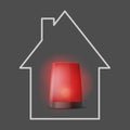 Vector 3d realistic red turn on policeman flasher. Siren close up. Home guard icon. Foreground Royalty Free Stock Photo