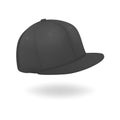 Vector 3d Realistic Render Black Blank Baseball Snapback Cap Icon Closeup Isolated on White Background. Design Template