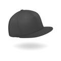 Vector 3d Realistic Render Black Blank Baseball Snapback Cap Icon Closeup Isolated on White Background. Design Template