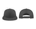 Vector 3d Realistic Render Black Blank Baseball Snapback Cap Icon Set Closeup Isolated on White Background. Design