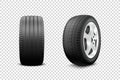 Vector 3d Realistic Render Car Wheel Icon Closeup Isolated on Transparent Background. Design Template of New Tires with Royalty Free Stock Photo