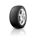 Vector 3d Realistic Render Car Wheel Icon Closeup Isolated on White Background. Design Template of New Tires with Alloy Royalty Free Stock Photo