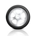 Vector 3d Realistic Render Car Wheel Icon Closeup Isolated on White Background. Design Template of New Tires with Alloy Royalty Free Stock Photo