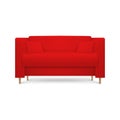 Vector 3d Realistic Render Red Leather Luxury Office Sofa, Couch with Pillows in Simple Modern Style for Interior Design Royalty Free Stock Photo