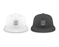 Vector 3d Realistic Render White and Black Blank Baseball Cap Icon Set Closeup Isolated on White Background. Design
