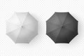 Vector 3d Realistic Render White and Black Blank Umbrella Icon Set Closeup Isolated on Transparent Background. Design Royalty Free Stock Photo