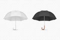 Vector 3d Realistic Render White and Black Blank Umbrella Icon Set Closeup Isolated on Transparent Background. Design Royalty Free Stock Photo