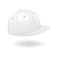 Vector 3d Realistic Render White Blank Baseball Snapback Cap Icon Closeup Isolated on White Background. Design Template Royalty Free Stock Photo