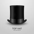 Vector 3d Realistic Retro, Vintage Black Top Hat Icon Closeup Isolated on White Background. Design Template of Top Hat Royalty Free Stock Photo