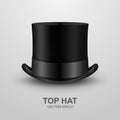 Vector 3d Realistic Retro, Vintage Black Top Hat Icon Closeup Isolated on White Background. Design Template of Top Hat Royalty Free Stock Photo