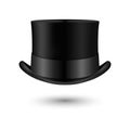 Vector 3d Realistic Retro, Vintage Black Top Hat Icon Closeup Isolated on White. Design Template of Top Hat, Mockup Royalty Free Stock Photo