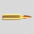 Vector 3d realistic rifle bullet isolated on transparent background. Royalty Free Stock Photo
