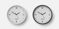 Vector 3d Realistic Round Wall Office Clock Set. White and Black Dial Closeup Isolated. Design Template, Mock-up for Royalty Free Stock Photo