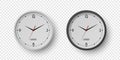 Vector 3d Realistic Round Wall Office Clock Set. White and Black Dial Closeup Isolated. Design Template, Mock-up for Royalty Free Stock Photo