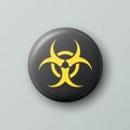 Vector 3d Realistic Round Yellow and Black Warning, Danger Biohazard, Bioweapon Nuclear Symbol Isolated. Radioactive Royalty Free Stock Photo