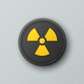 Vector 3d Realistic Round Yellow and Black Warning, Danger Nuclear Symbol Isolated. Radioactive Warning Sign, Pin Badge Royalty Free Stock Photo