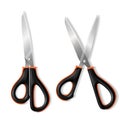 Vector 3d realistic scissors with rubber handle