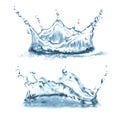 Vector 3d realistic set with blue water splashes Royalty Free Stock Photo