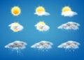 Vector 3d realistic set of weather forecast icons Royalty Free Stock Photo