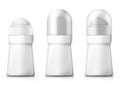 Vector 3d realistic set of white deodorant bottles