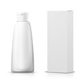 Vector 3d realistic shampoo bottle with paper box