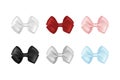 Vector 3d Realistic Silk, Satin Gift White, Red, Pink, Black, Gray, Blue Bow Icon Set Closeup Isolated. Vector Bows for Royalty Free Stock Photo