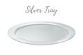 Vector 3d realistic silver tray - restaurant metallic salver