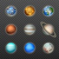 Vector 3d Realistic Space Planet Icon Set on Transparent Background. The Planets of the Solar System. Galaxy, Astronomy Royalty Free Stock Photo