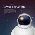 Vector 3d Realistic Spaceman, Astronaut. Spacesuit, Astronaut Helmet on Space Background. Cosmonaut Suit with Royalty Free Stock Photo