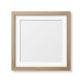 Vector 3d Realistic Square Brown Wooden Simple Modern Frame Icon Closeup Isolated on White Wall Background with Window Royalty Free Stock Photo