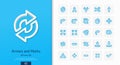 Vector 3d realistic style icons set with arrows, direction and move line symbol