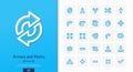 Vector 3d realistic style icons set with arrows, direction and move line symbol