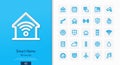 Vector 3d realistic style icons set with home, smart house line symbol