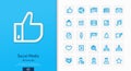 Vector 3d realistic style icons set with social media, network line symbol