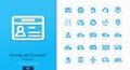 Vector 3d realistic style icons set with transport, navigation line symbol