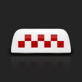 Vector 3d Realistic Taxi Car Roof Sign Icon Closeup Isolated on Black with Reflection. White and Red French Taxi Sign