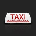 Vector 3d Realistic Taxi Car Roof Sign Icon Closeup Isolated on Black with Reflection. White and Red French Taxi Sign