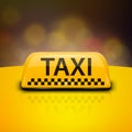 Vector 3d Realistic Taxi Car Roof Sign Icon Set Closeup on the Roof of a Car on a Blurred Background. Yellow French Taxi