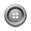 Vector 3d Realistic Textured Gray Silver Color Metal Button for Clothes Icon Closeup Isolated. Fashion, Art, Needlework