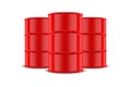 Vector 3d Realistic Three Red Barrels, Hazard Liquid. Caution Barrel, Radioactive, Hazardous Chemical Materials, Toxic