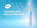 Vector 3d realistic toothbrush on ad poster