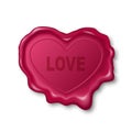 Vector 3d Realistic Vintage Pink Stamp, Wax Seal Heart-shaped Isolated. Sealing Wax, Stamp, Label for Quality