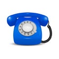 Vector 3d Realistic Vintage Retro Old Blue Telephone Icon Closeup Isolated on White Background. Design Template, Call Royalty Free Stock Photo